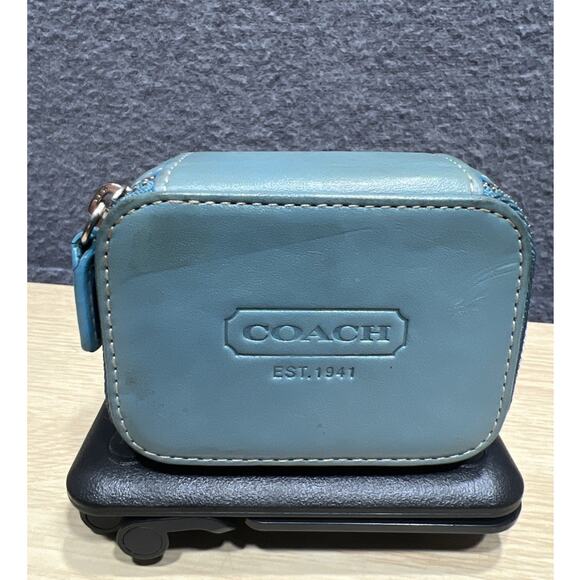 Rare Vintage Coach Green Leather Triple Pill Box Pill Case Small Travel Case - Picture 1 of 9